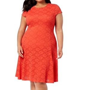 Alfani Vibrant Red-Orange Lace Dress